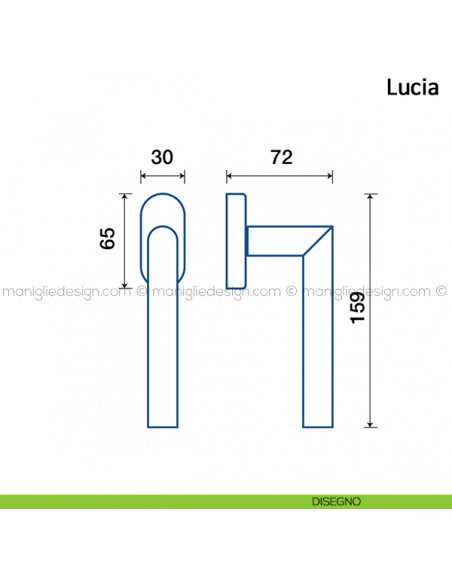 Maniglia per finestra martellina DK Lucia Frascio in acciaio inox disegno