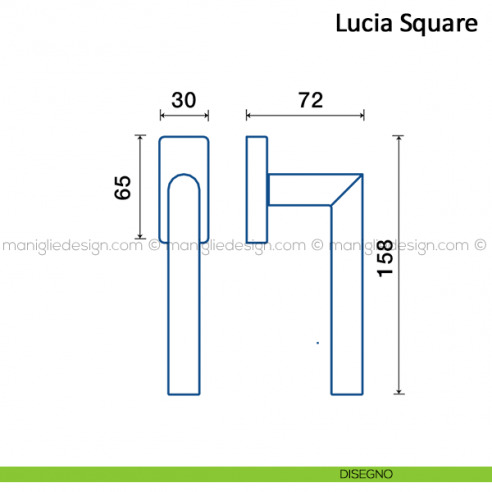 Maniglia per finestra martellina DK Lucia Square Frascio in acciaio inox disegno