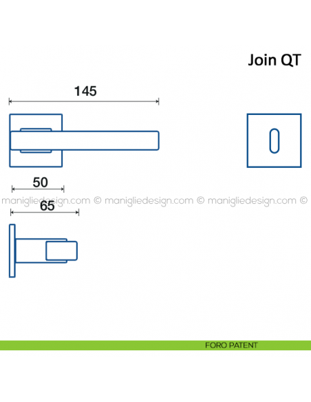 Maniglia per porta Join Frascio con rosetta bassa foro patent