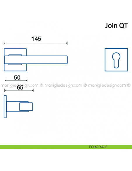 Maniglia per porta Join Frascio con rosetta bassa foro yale