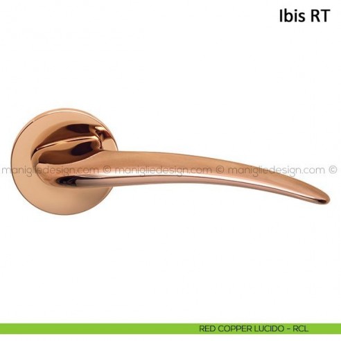 Maniglia per porta Ibis Frascio con rosetta bassa red copper lucido
