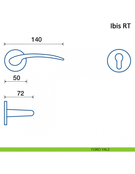 Maniglia per porta Ibis Frascio con rosetta bassa foro yale