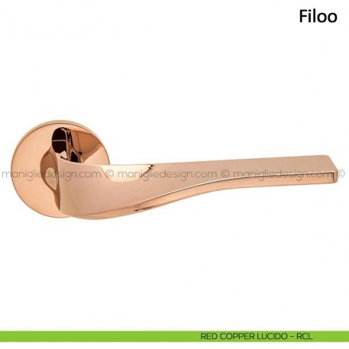 Maniglia per porta Filoo Frascio con rosetta bassa red copper lucido