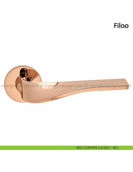 Maniglia per porta Filoo Frascio con rosetta bassa red copper lucido
