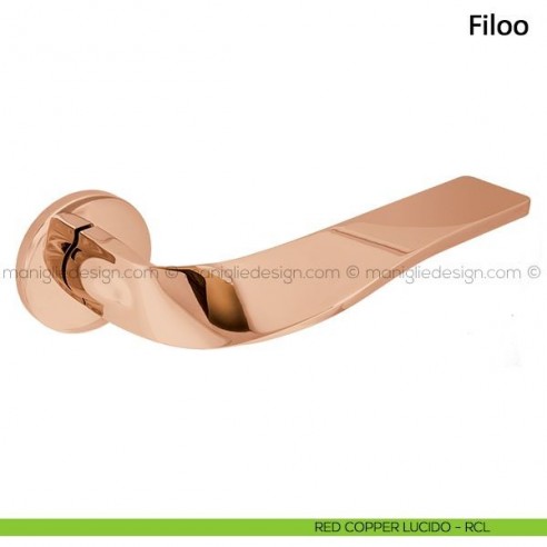 Maniglia per porta Filoo Frascio con rosetta bassa red copper lucido