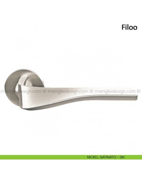 Maniglia per porta Filoo Frascio con rosetta bassa nickel satinato