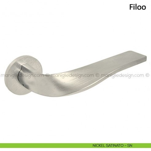 Maniglia per porta Filoo Frascio con rosetta bassa nickel satinato