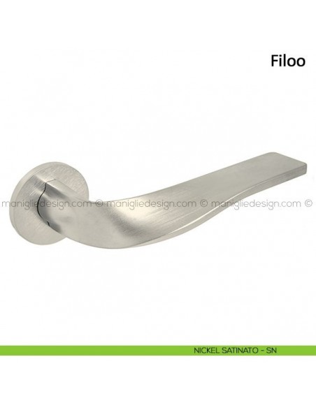 Maniglia per porta Filoo Frascio con rosetta bassa nickel satinato