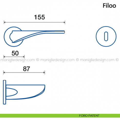Maniglia per porta Filoo Frascio con rosetta bassa foro patent