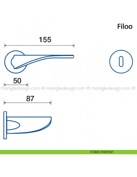 Maniglia per porta Filoo Frascio con rosetta bassa foro patent