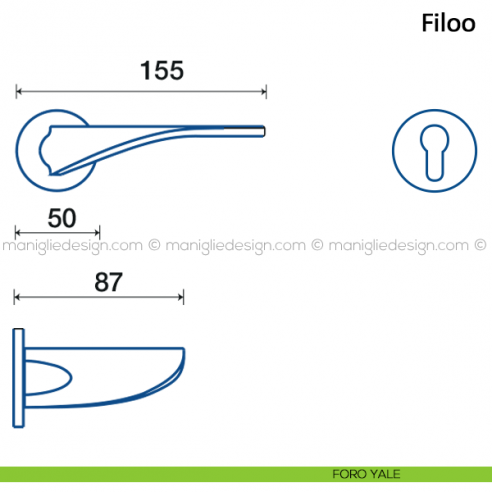 Maniglia per porta Filoo Frascio con rosetta bassa foro yale