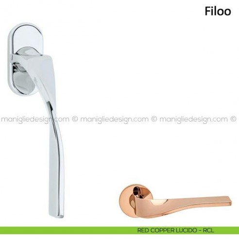 Maniglia per finestra martellina DK Filoo Frascio red copper lucido