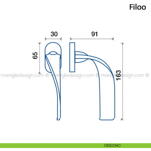 Maniglia per finestra martellina DK Filoo Frascio disegno
