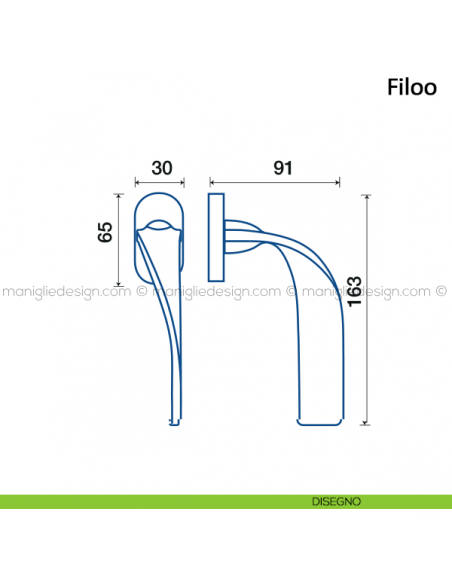 Maniglia per finestra martellina DK Filoo Frascio disegno