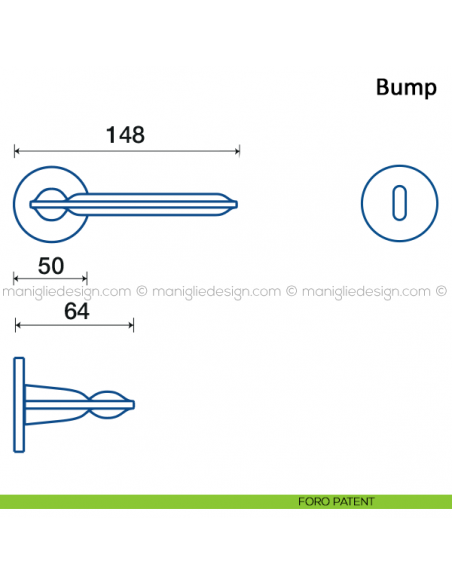 Maniglia per porta Bump Frascio con rosetta bassa foro patent