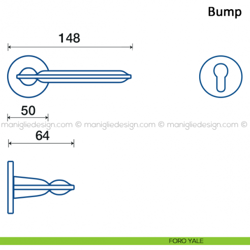 Maniglia per porta Bump Frascio con rosetta bassa foro yale
