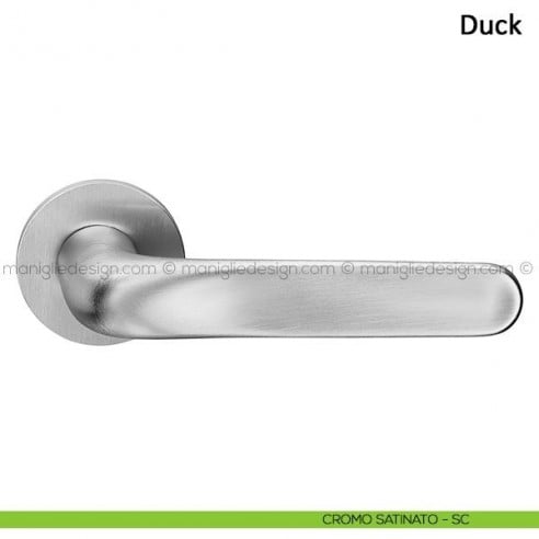 Maniglia per porta Duck Frascio con rosetta bassa cromo satinato