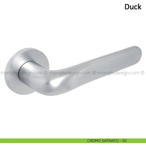 Maniglia per porta Duck Frascio con rosetta bassa cromo satinato
