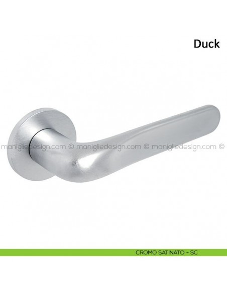 Maniglia per porta Duck Frascio con rosetta bassa cromo satinato