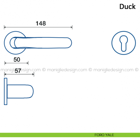 Maniglia per porta Duck Frascio con rosetta bassa foro yale
