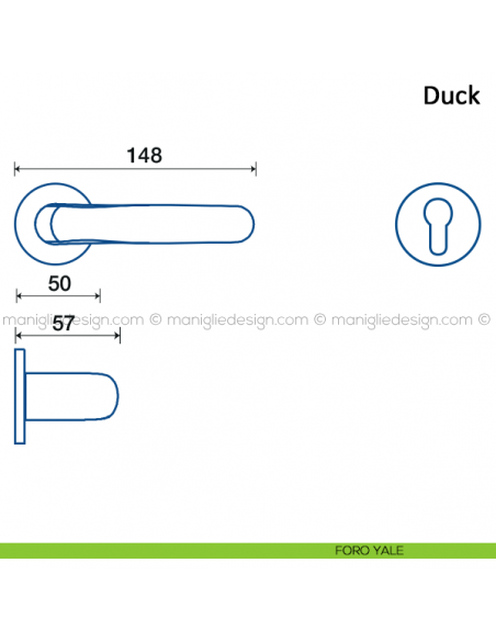 Maniglia per porta Duck Frascio con rosetta bassa foro yale