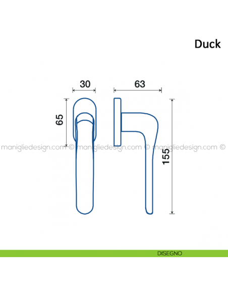 Maniglia per finestra martellina DK Duck Frascio disegno