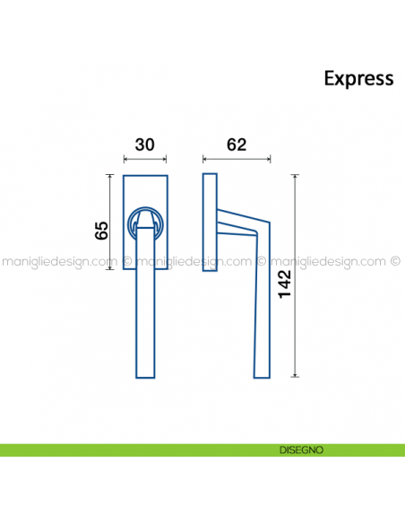 Maniglia per finestra martellina DK Express Frascio disegno