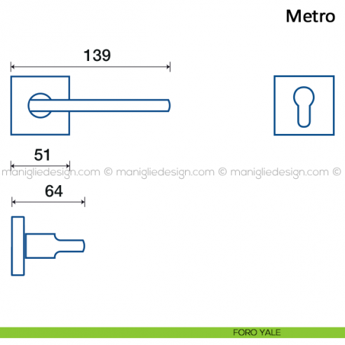 Maniglia per porta Metro Frascio foro yale