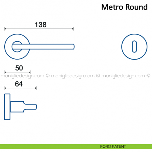 Maniglia per porta Metro Round Frascio foro patent