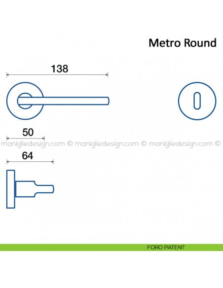 Maniglia per porta Metro Round Frascio foro patent