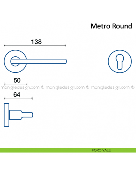 Maniglia per porta Metro Round Frascio foro yale