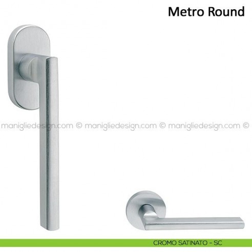 Maniglia per finestra martellina DK Metro Round Frascio cromo satinato