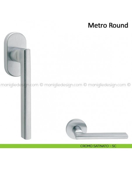 Maniglia per finestra martellina DK Metro Round Frascio cromo satinato
