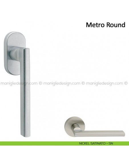 Maniglia per finestra martellina DK Metro Round Frascio nickel satinato