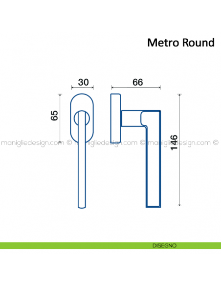 Maniglia per finestra martellina DK Metro Round Frascio disegno