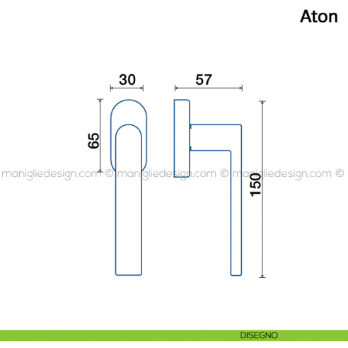 Maniglia per finestra martellina DK Aton Frascio disegno