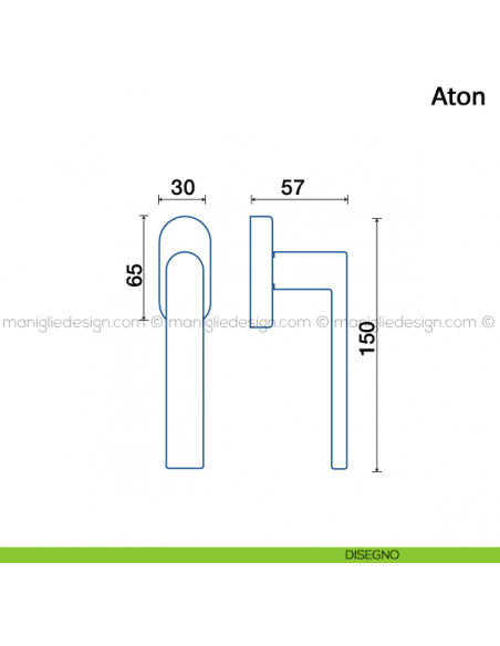 Maniglia per finestra martellina DK Aton Frascio disegno