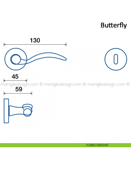 Maniglia per porta Butterfly Frascio foro patent