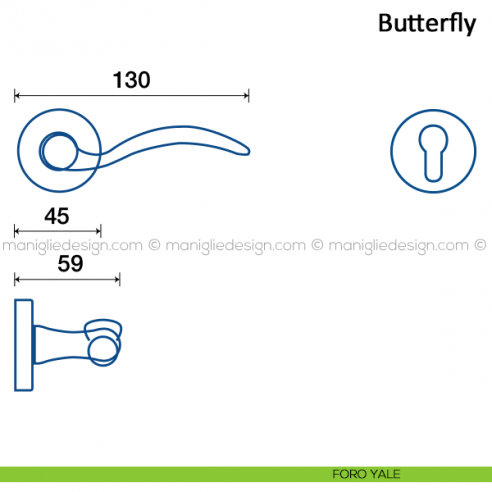 Maniglia per porta Butterfly Frascio foro yale