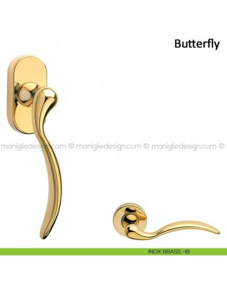 Maniglia per finestra martellina DK Butterfly Frascio inox brass