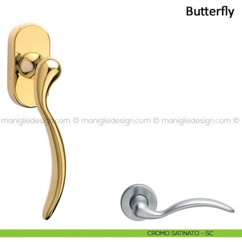 Maniglia per finestra martellina DK Butterfly Frascio cromo satinato