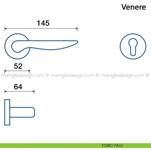 Maniglia per porta Venere Frascio foro yale