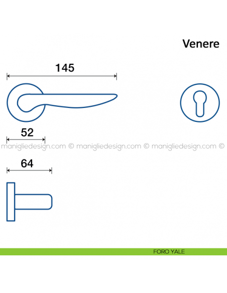 Maniglia per porta Venere Frascio foro yale