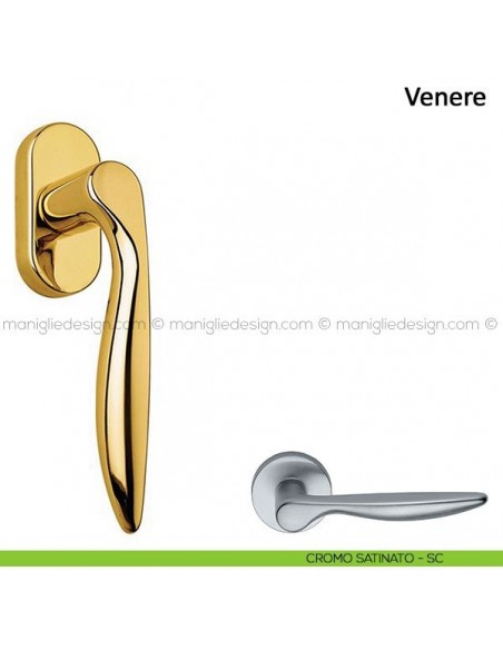 Maniglia per finestra martellina DK Venere Frascio cromo satinato