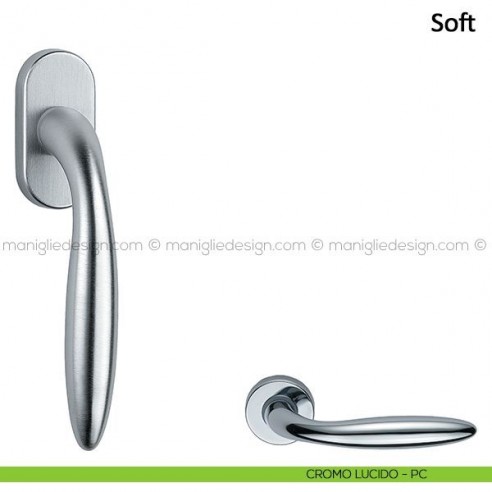 Maniglia per finestra martellina DK Soft Frascio cromo lucido