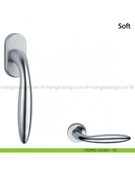 Maniglia per finestra martellina DK Soft Frascio cromo lucido