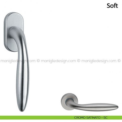 Maniglia per finestra martellina DK Soft Frascio cromo satinato