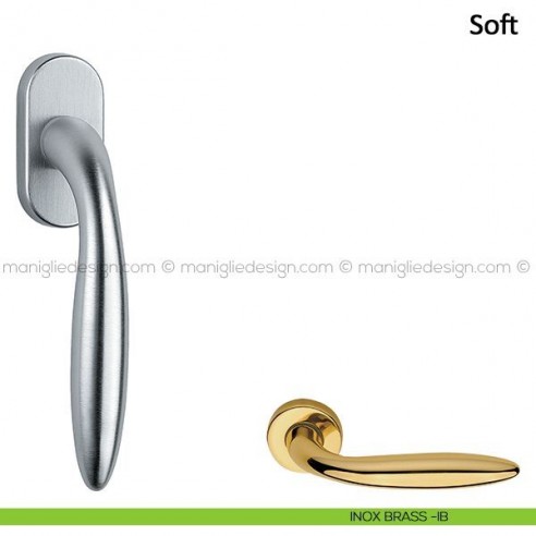Maniglia per finestra martellina DK Soft Frascio inox brass