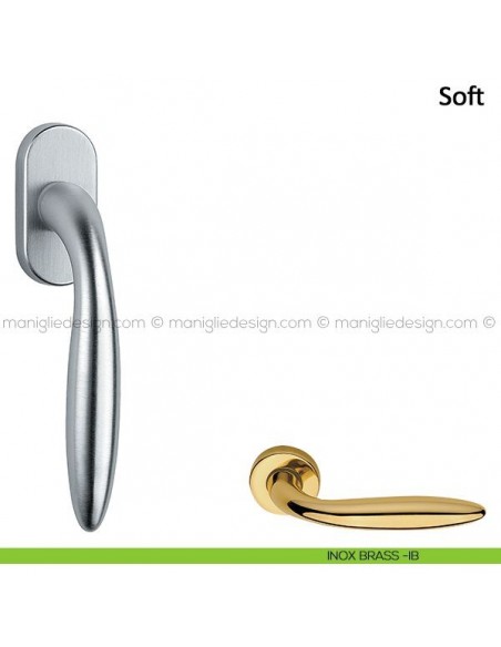 Maniglia per finestra martellina DK Soft Frascio inox brass