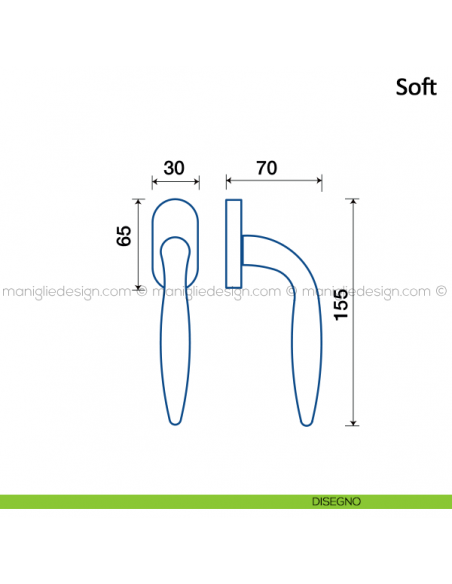 Maniglia per finestra martellina DK Soft Frascio disegno